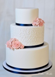 Scroll  Stencil with Navy and Blush Accents