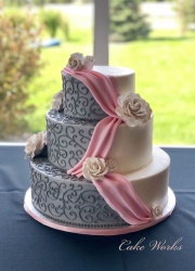 Grey Buttercream with Pink Swag