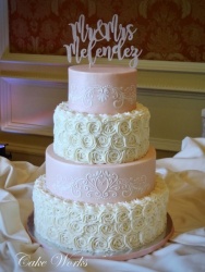 Rosettes and Stencil on Blush Buttercream