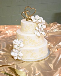 Gold Brush Embroidery on Buttercream