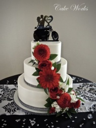 Smooth Buttercream with Cascade of Red Flowers