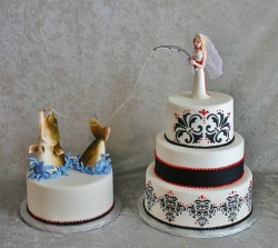 Fishing Bride with Walleye Groom's Cake